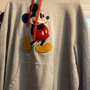 Disney Mickey Mouse Gray Hoodie with Red and Yellow Accents